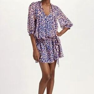 Diane VonFurstenberg Silk Stylish Blue and Pink Women's Mini Dress Sz 4
